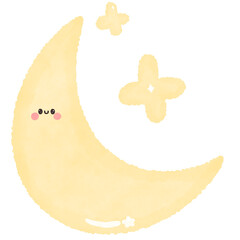 Clear or mostly clear sky (night) element in watercolor