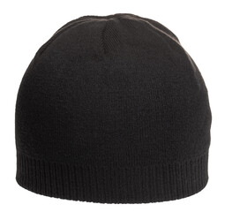 Black knit cap isolated on white