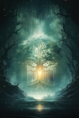 Mystical Gathering Poster: Textless Design with Ethereal Background