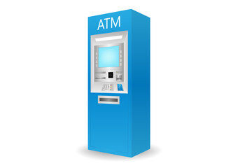ATM- Automated Teller Machine. ATM Machine. Vector Illustration Isolated on White Background. 