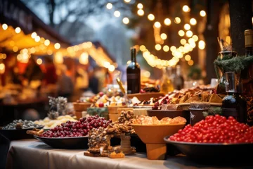 Zelfklevend Fotobehang Holiday Market: Enjoy Festive Delicacies! © Morphart
