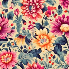 Seamless floral pattern for shower curtains - tilable design. - obrazy, fototapety, plakaty