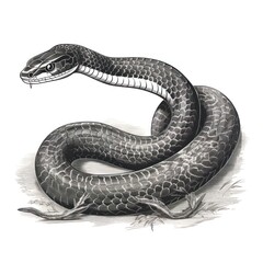 Obraz premium 1800s-style Garter Snake Vintage Engraving on White