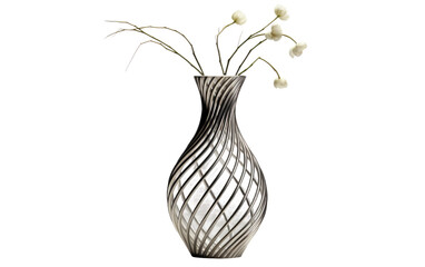Realistic Iron Wire Mesh Vase on a Clear Surface or PNG Transparent Background.