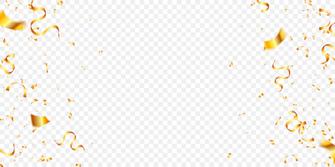 Frame gold confetti and tinsel decoration, celebration, holiday, birthday, party, anniversary