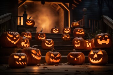 Halloween Night: Glowing Jack-o'-Lanterns