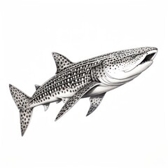 1800s-style engraving of Leopard Shark on white