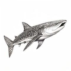 Fototapeta premium 1800s-style engraving of Leopard Shark on white