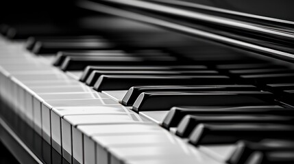 Naklejka premium Close-up of black and white piano keys.