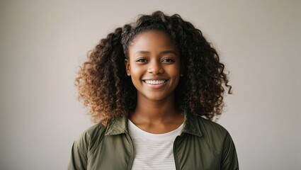Young black teenage girl with plain white background 