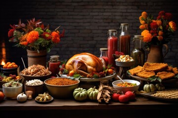 Obraz na płótnie Canvas Delicious Thanksgiving Feast Table
