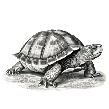 Vintage-style Terrapin Engraving on White Background, reminiscent of 1800s Illustrations.