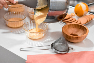 Pour the custard into your individual bowl, cooking a custard recipe..