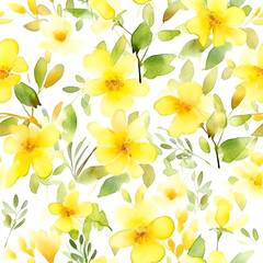Sunshine Blooms: A Cheerful Dance of Yellow Floral Watercolors,yellow flowers background,Seamless Pattern Images