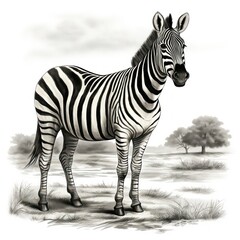 1800s-style Zebra Engraving on White: Vintage Illustration