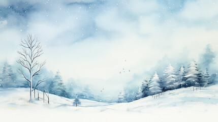 Winter wonderland, minimal detail, background watercolor