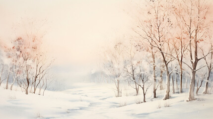 Obraz na płótnie Canvas Winter wonderland, minimal detail, background watercolor