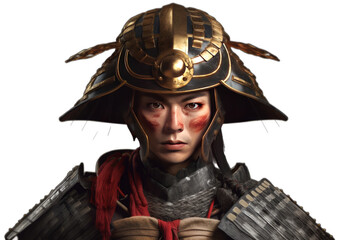 head shot,A samurai isolated on transparent background