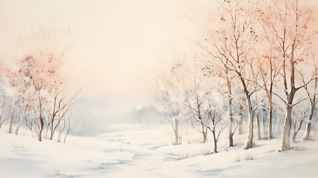 Winter wonderland, minimal detail, background watercolor