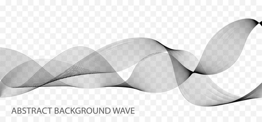 Abstract wave element for design. Digital frequency track equalizer. Stylized line art background. Vector illustration. Wave with lines created using blend tool. Curved wavy line, smooth stripe