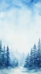 Winter wonderland, minimal detail, background watercolor