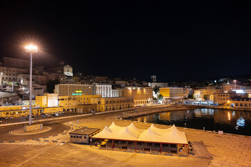 Ancona, Marche. Night view from the port.