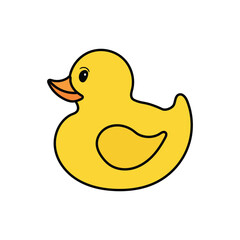 A hand-drawn cartoon toy duck on a white background.
