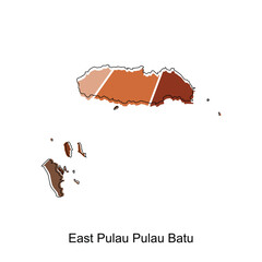 map City of East Pulau Pulau Batu design template, vector symbol, sign, outline illustration.