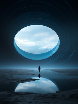 3d render of a man in a circle space