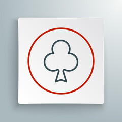 Line Playing card with clubs symbol icon isolated on white background. Casino gambling. Colorful outline concept. Vector