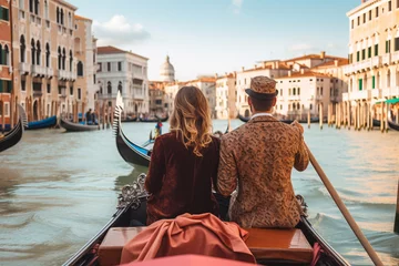 Deurstickers A couple in a gondola ride in Venice © Лариса Лазебная