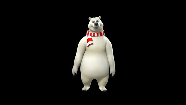 3D Cartoon Polar Bear Pointing at Something With Hand Gesture