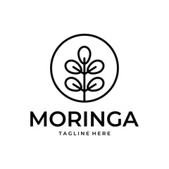 Moringa leaf badge logo line art vector simple illustration template icon graphic design