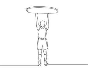 VIPR clean and push press exercise Line Drawing isolated on copy space white background, VIPR Burp Clean and Press exercise editable vector illustration, Continuous one line drawing, work out clip art