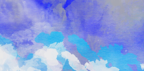 Abstract beautiful Colorful watercolor  grunge background with drips of paint and spots in blue shades illustration Grunge aquarelle paint paper canvas for design, vintage card, template 