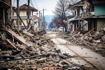 Fototapeta premium destroyed houses.earthquake.disaster