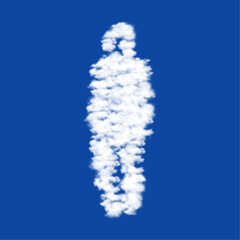 Clouds in the shape of a burkini symbol on a blue sky background. A symbol consisting of clouds in the center. Vector illustration on blue background