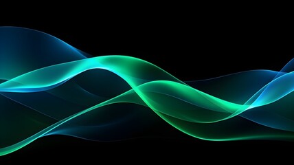 Abstract futuristic background with green and blue glowing neon moving high-speed wave lines and bokeh lights. Data transfer concept Fantastic wallpaper, AI generative