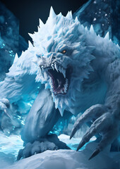 RPG DND fantasy character for Dungeons and Dragons, Roleplay, Avatar, Ice Elemental, Ice monster, Glacier monster
