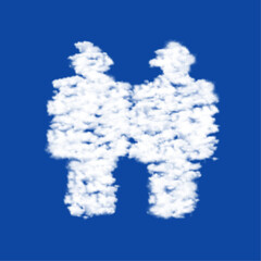 Clouds in the shape of a man with man symbol on a blue sky background. A symbol consisting of clouds in the center. Vector illustration on blue background