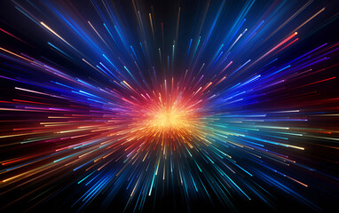 Naklejka premium futuristic sci-fi vibrant light speed explosion