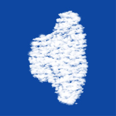 Clouds in the shape of a speaker symbol on a blue sky background. A symbol consisting of clouds in the center. Vector illustration on blue background