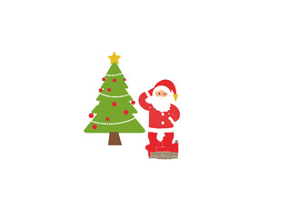 Christmas Greeting Card with Christmas Santa Claus ,Snowman and reindeer. Vector illustration
