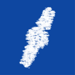 Clouds in the shape of a wristwatch symbol on a blue sky background. A symbol consisting of clouds in the center. Vector illustration on blue background