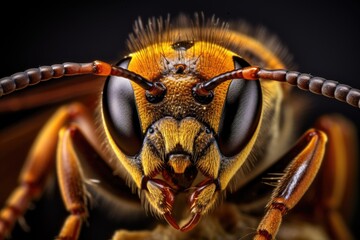 Macro portrait of a wasp insects - obrazy, fototapety, plakaty
