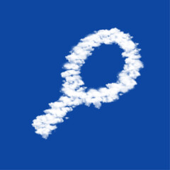 Fototapeta premium Clouds in the shape of a tennis symbol on a blue sky background. A symbol consisting of clouds in the center. Vector illustration on blue background
