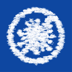 Clouds in the shape of a stop coronavirus symbol on a blue sky background. A symbol consisting of clouds in the center. Vector illustration on blue background