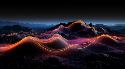 Psychedelic concept light shadow and sunset mountain view
