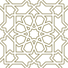 Seamless geometric ornament based on traditional islamic art. Brown color lines