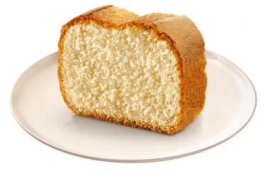 prato com fatia de bolo de baunilha isolado em fundo transparente